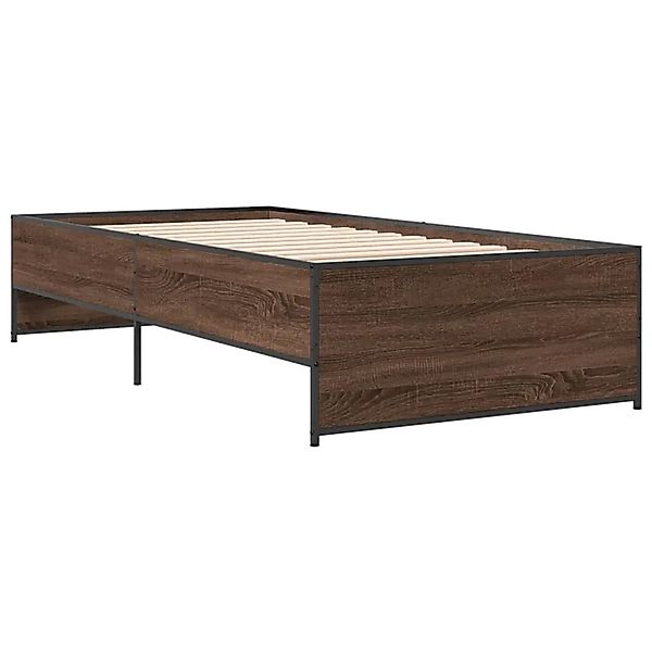 vidaXL Bettgestell Braun Eichen-Optik 75x190 cm Holzwerkstoff Metall 845255 günstig online kaufen