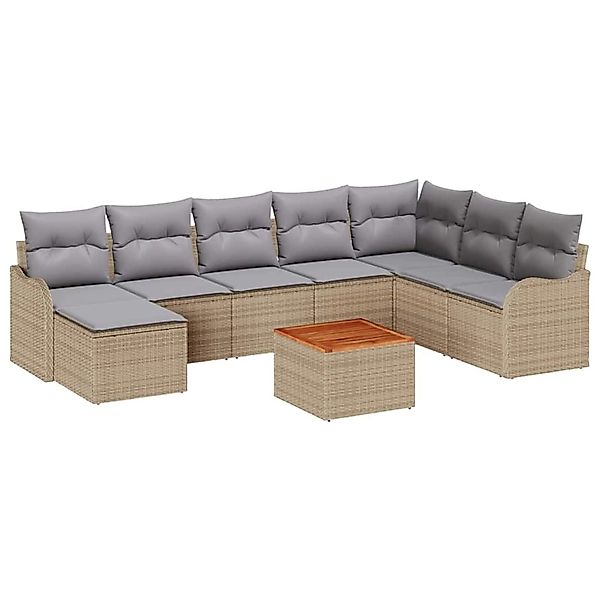 vidaXL Garten-Sofa-Set 9-Tlg Beige Hellgrau 3356159 günstig online kaufen