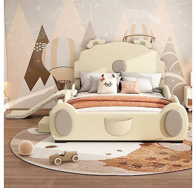 XDeer Polsterbett Cartoon Bett, Kinderbett, Bärenbett, ausgestattet mit Rut günstig online kaufen