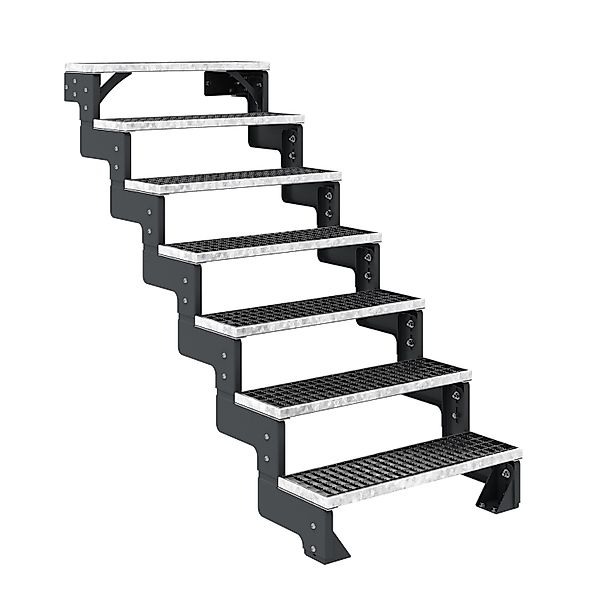 Dolle Außentreppe Gardentop Anthrazit 7 Gitterroststufe 80 cm Ohne Geländer günstig online kaufen