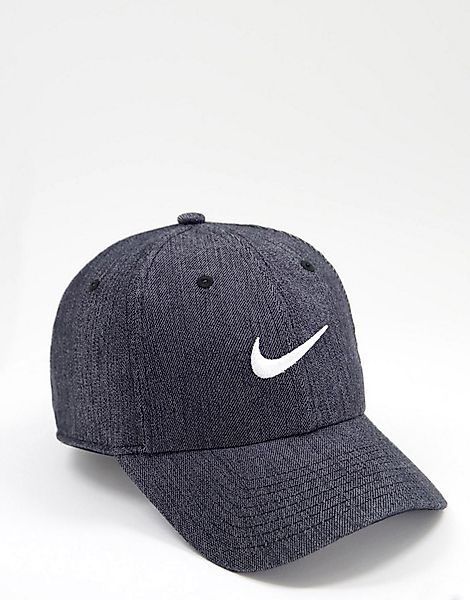 Nike – H86 – Kappe aus schwarzem Denim mit Swoosh-Logo günstig online kaufen