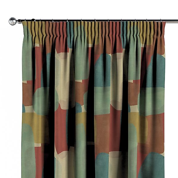 Vorhang mit Kräuselband, grün-rot, Vintage 70's (143-75) günstig online kaufen