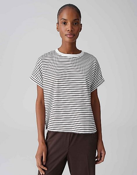 OPUS Kurzarmshirt Gestreiftes T-Shirt aus BCI Cotton Mix Slim Fit Figurbeto günstig online kaufen
