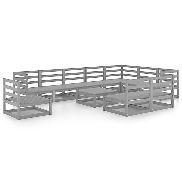 vidaXL 11-tlg Garten-Lounge-Set Grau Kiefer Massivholz Modell 1 günstig online kaufen