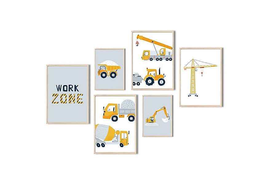 MeinBaby123® Poster Bagger, Bilder Kinderzimmer Deko, Baufahrzeuge, Kran, B günstig online kaufen