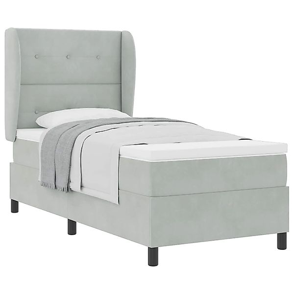 vidaXL Boxspringbett mit Matratze Hellgrau 200 x 90 cm Polyester 3340910 günstig online kaufen