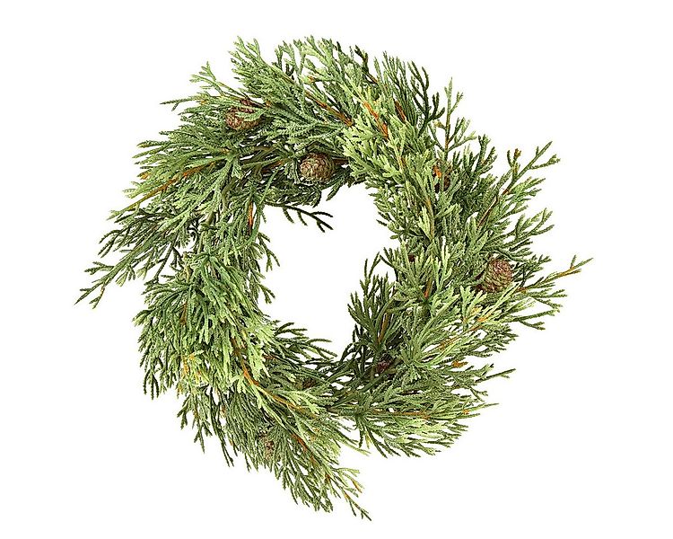 Winterliche Kunstpflanze Kleiner Künstlicher Tannenkranz Grün mit Zapfen Ø2 günstig online kaufen