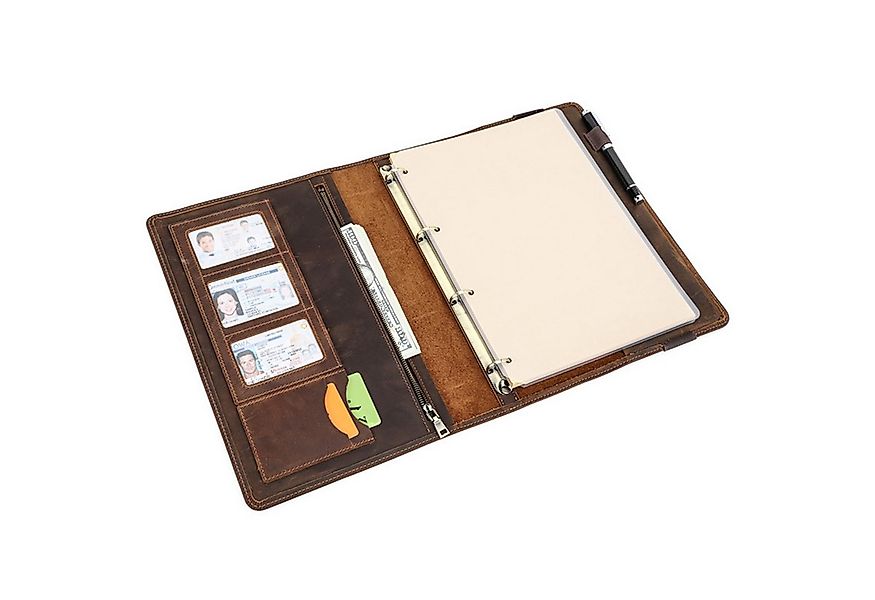 YUBRO-STUDIO Dokumententasche Leder A4 Ringbuch Notizbuchhülle Nachfüllbar günstig online kaufen