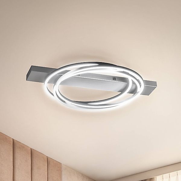LED-Deckenlampe Kiku, Länge 76 cm, aluminiumfarben, Metall günstig online kaufen