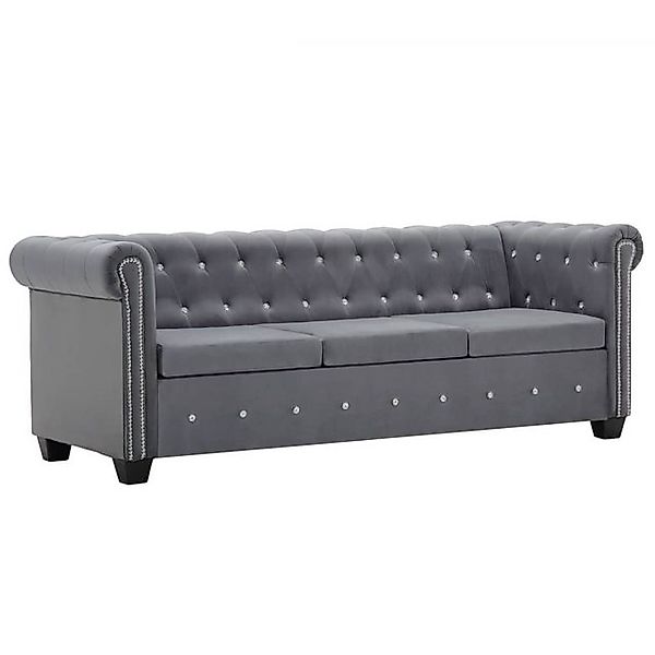 vidaXL Sofa Chesterfield Sofa 3-Sitzer Samtbezug 199x75x72 cm Grau günstig online kaufen