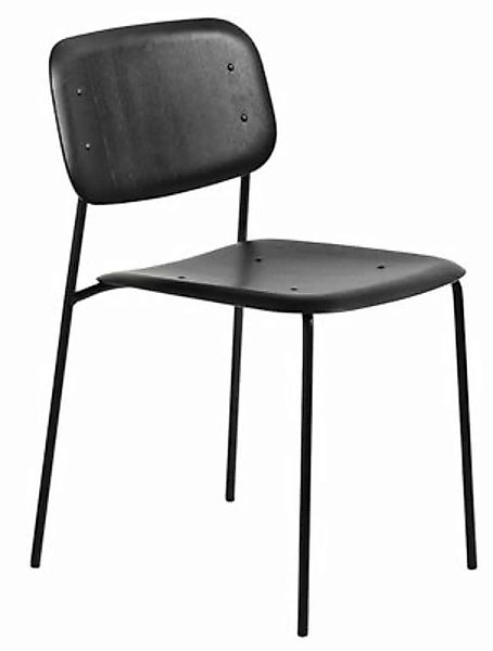 Stapelbarer Stuhl Soft Edge 40 holz schwarz / Fußgestell Metall - Hay - Sch günstig online kaufen