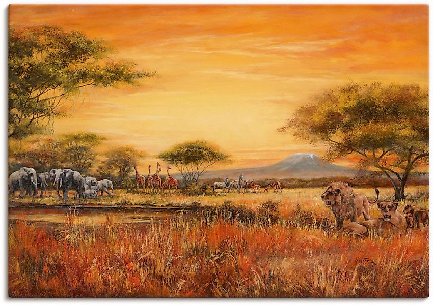 Artland Wandbild "Afrikanische Steppe mit Löwen" Afrika 1 Stk. tlg. auf Hol günstig online kaufen