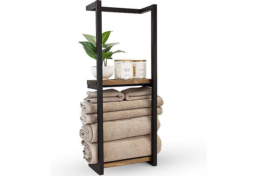 SURFOU Handtuchhalter 2-ebiger Badezimmerregal mit Holzregal (Bohrung erfor günstig online kaufen