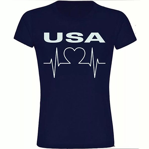 multifanshop T-Shirt Damen USA - Herzschlag - Frauen günstig online kaufen