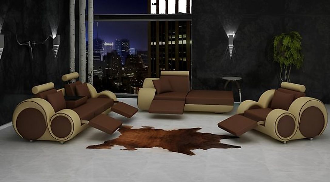 JVmoebel Chaiselongue Sofa Garnitur Leder & Textil Stoff + USB,Sofagarnitur günstig online kaufen