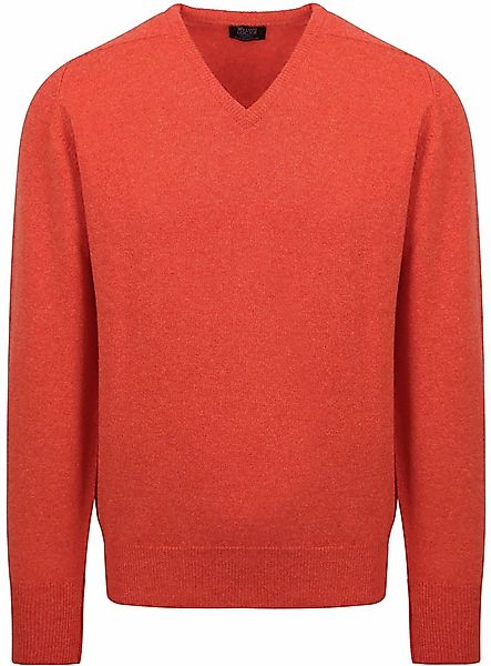 William Lockie V-Auschnitt Pullover Lamwolle Orange - Größe M günstig online kaufen