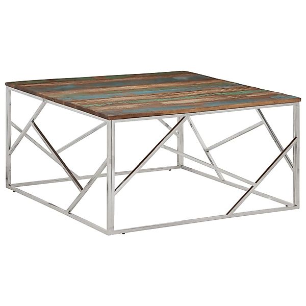 vidaXL Couchtisch Silbern Edelstahl und Altholz Massiv 349960 günstig online kaufen