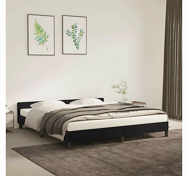 furnicato Bett Bettgestell mit Kopfteil Schwarz 160x200 cm Samt günstig online kaufen