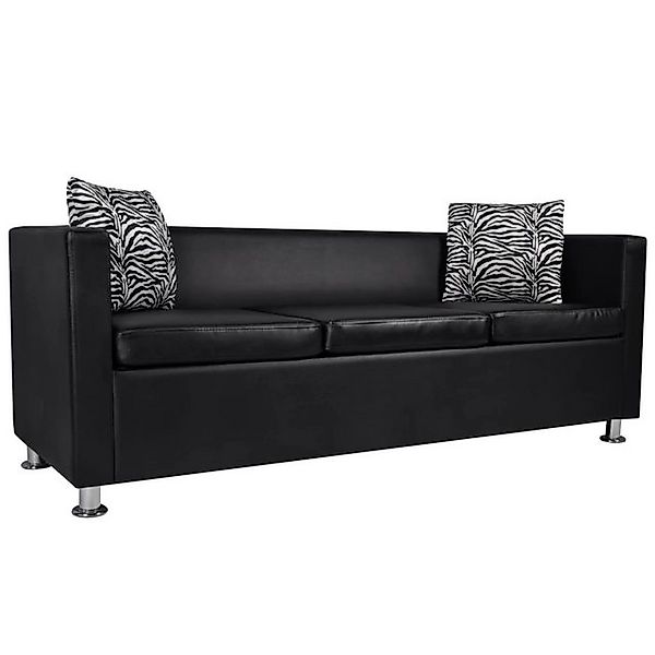 vidaXL Sofa Sofa 3-Sitzer Kunstleder Schwarz günstig online kaufen