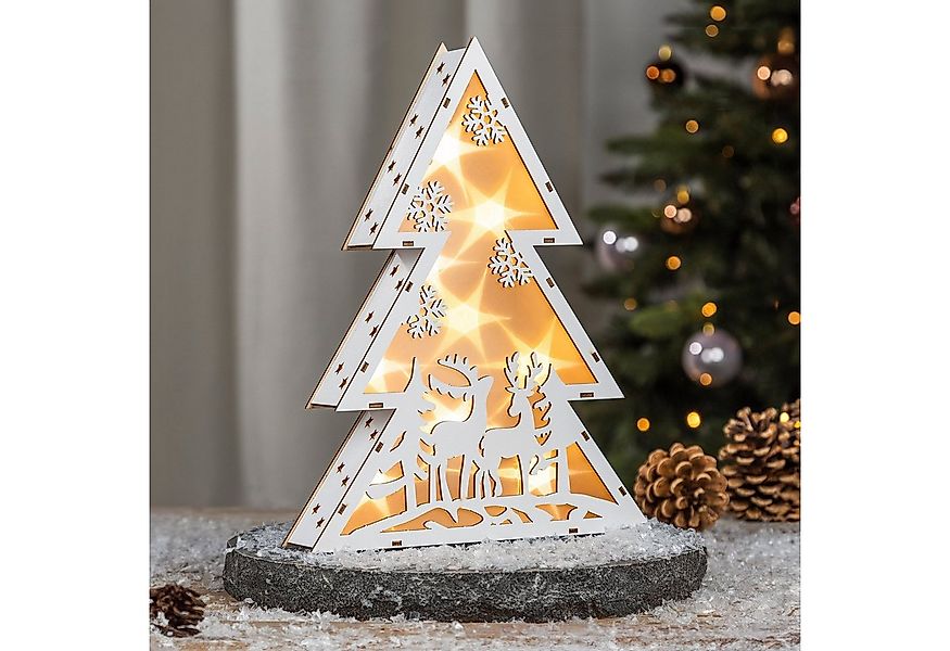 Spetebo LED-Dekofigur LED Deko Aufsteller Tanne mit Hologrammfolie (Packung günstig online kaufen