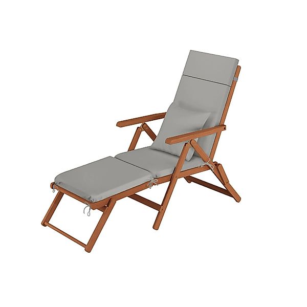 Erst-Holz Deckchair Balkonstuhl Klassische Balkonliege 10-200 Polster Grau günstig online kaufen