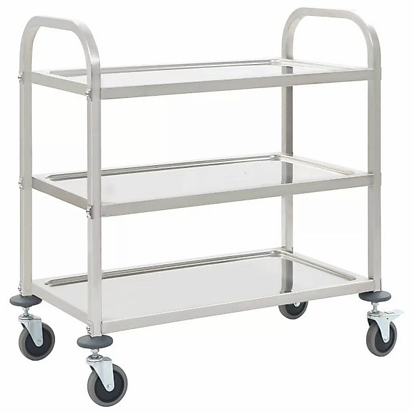 VidaXL 3-Stufiger Servierwagen 96,5 x 55 x 90 cm Edelstahl günstig online kaufen