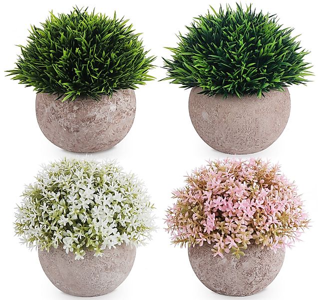 Künstliche Zimmerpflanze 5 Stück Mini Kunstpflanzen mit Töpfen Eukalyptus R günstig online kaufen