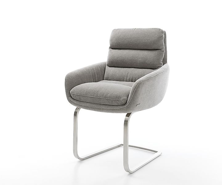 Freischwinger Abelia-Flex mit Armlehnen Strukturstoff Soft Grau Freischwing günstig online kaufen