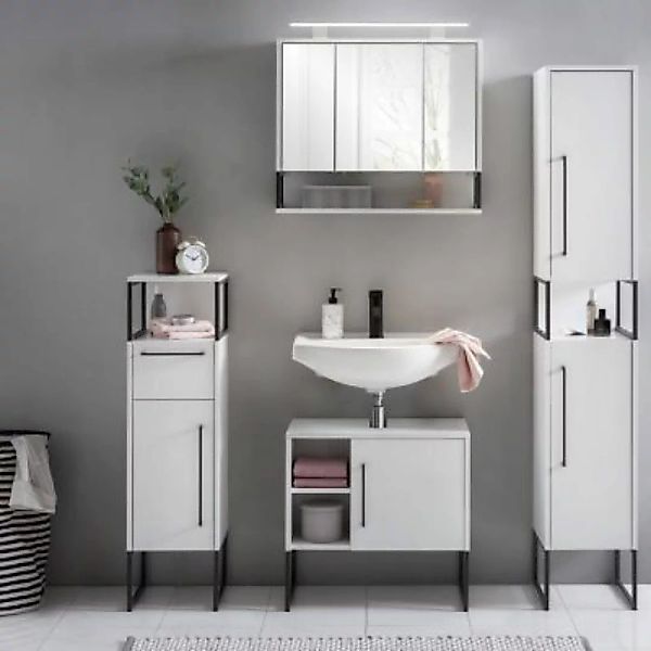 Lomadox Badezimmer Möbel Komplett Set LIMOGES-80 in Kreideweiß, B/H/T: ca. günstig online kaufen
