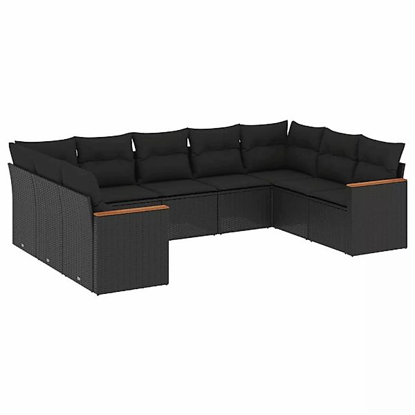 vidaXL 9-tlg Garten-Sofagarnitur mit Kissen Schwarz Poly Rattan Modell 176 günstig online kaufen