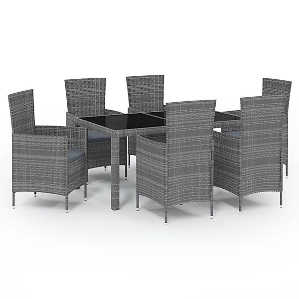 vidaXL 7-tlg Garten-Essgruppe mit Kissen Poly Rattan Grau Modell 12 günstig online kaufen