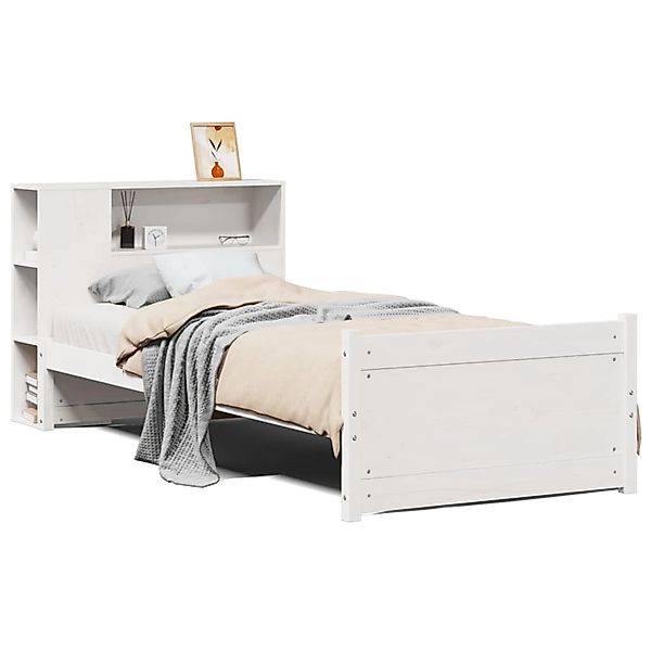 vidaXL Massivholzbett mit Regal ohne Matratze Weiß 100x200 cm Kiefer 332245 günstig online kaufen