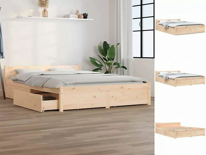 vidaXL Bettgestell Bett mit Schubladen 150x200 cm 5FT King Size Bett Bettra günstig online kaufen
