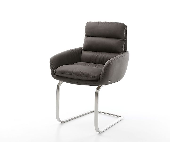 Freischwinger Abelia-Flex mit Armlehnen Mikrofaser Anthrazit Vintage Freisc günstig online kaufen