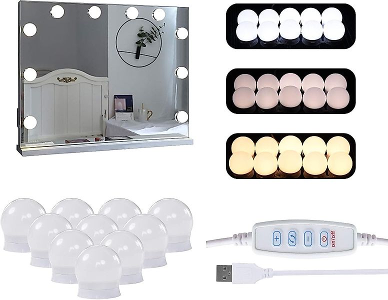 Ofcasa LED Spiegelleuchte 3 Lichtfarben Hollywood-Leuchten günstig online kaufen