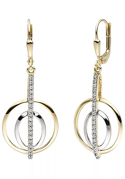 JOBO Paar Ohrhänger, 375 Gold bicolor mit Zirkonia günstig online kaufen