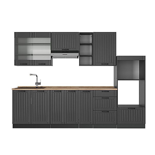Vicco Küchenzeile Fame-Line, Dunkelgrau/Anthrazit, 280 cm günstig online kaufen