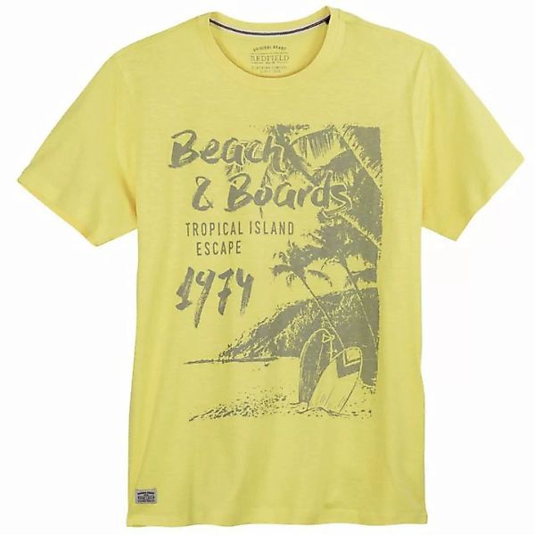 redfield Rundhalsshirt Große Größen Herren T-Shirt gelb großer Print Redfie günstig online kaufen