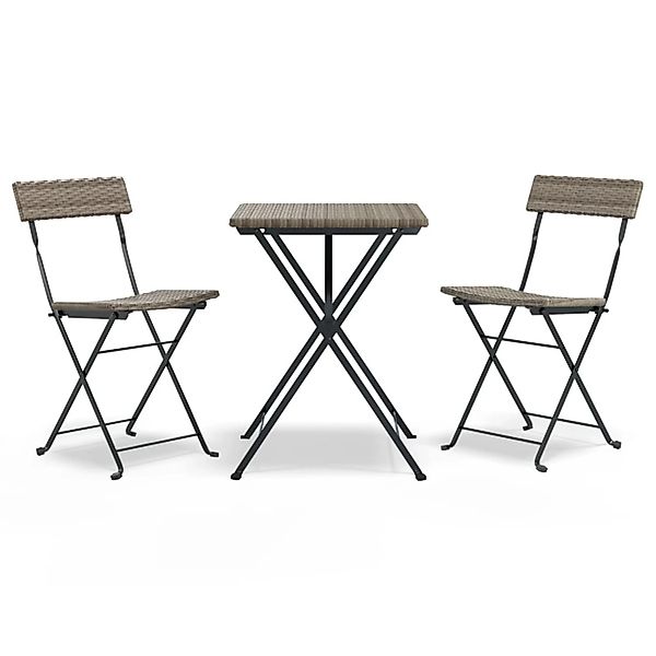 vidaXL 3-tlg Bistro-Set Klappbar Grau Poly Rattan günstig online kaufen