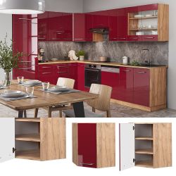 Vicco Eckhängeschrank Fame-Line, Bordeaux Hochglanz/Goldkraft Eiche, günstig online kaufen