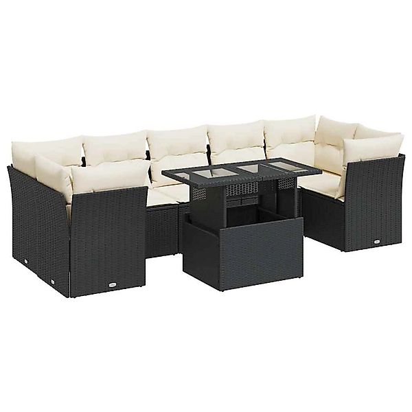 vidaXL 8-Tlg Garten-Sofagarnitur mit Kissen Schwarz Poly Rattan 3326117 günstig online kaufen