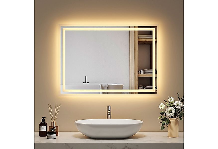 EMKE Badspiegel mit Wand/Touch Schalter LED Beleuchtung Wandspiegel (Modell günstig online kaufen