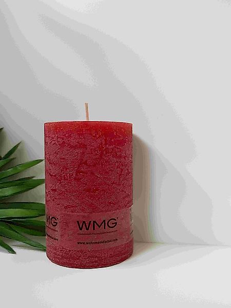 Stumpenkerze Rustikal Höhe 10 cm, Durchmesser 7 cm Rot günstig online kaufen
