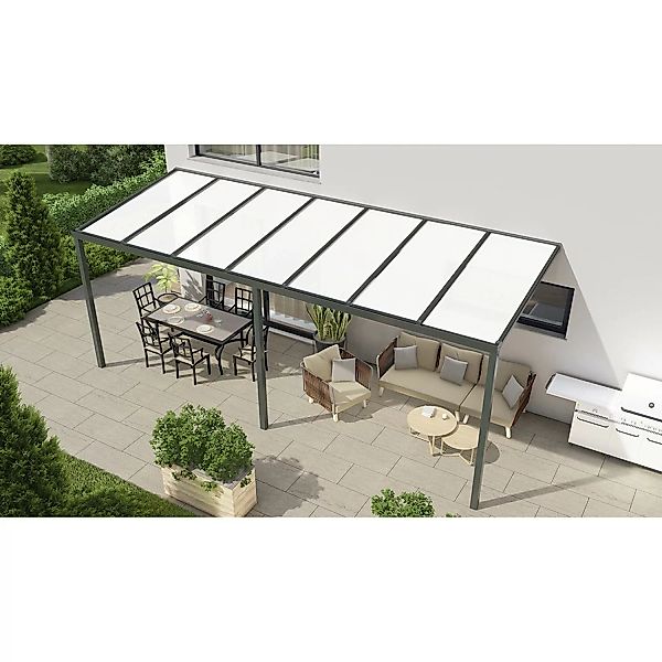 Terrassenüberdachung Basic 700 cm x 250 cm Anthrazit Glanz PC Opal günstig online kaufen