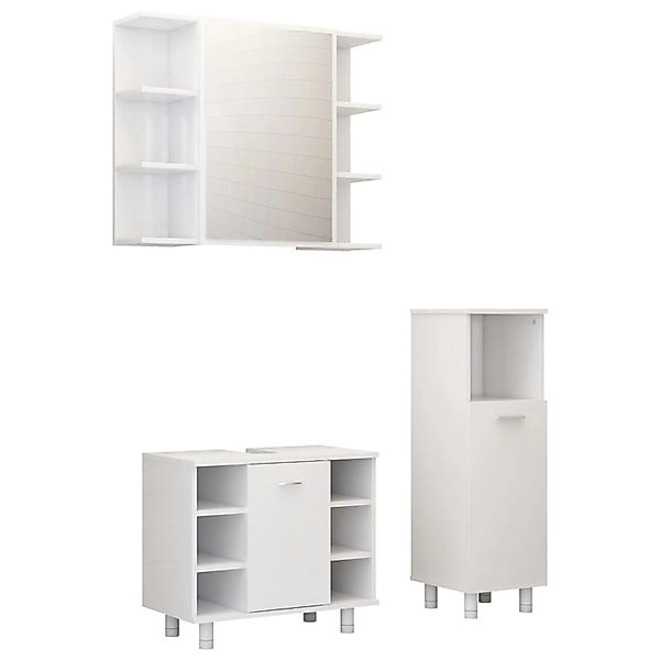 vidaXL 3-tlg. Badmöbel-Set Weiß Holzwerkstoff Modell 4 günstig online kaufen