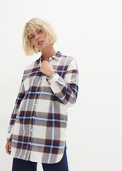 bonprix Flanellhemd Oversize Passform, aus Baumwolle, kariertes Muster günstig online kaufen