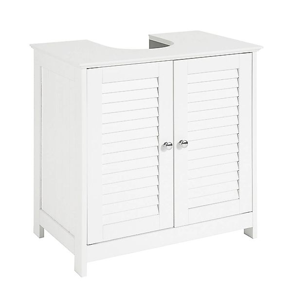 SoBuy Waschbeckenunterschrank Badschrank mit 2 Lamellentüren 60x58x35cm Wei günstig online kaufen