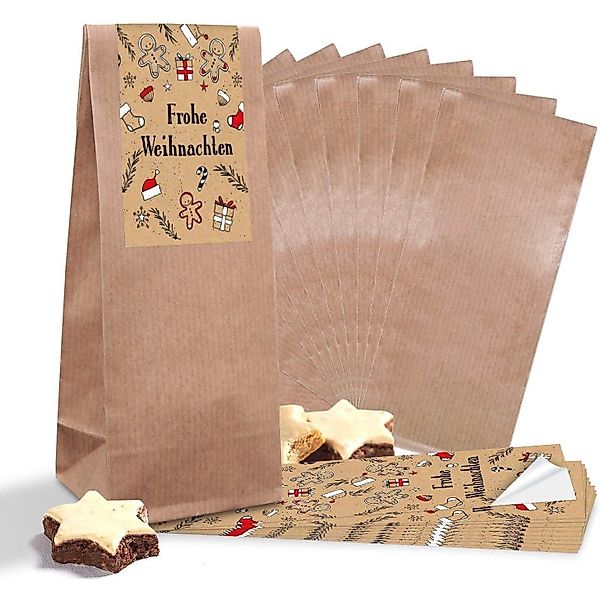 Logbuch-Verlag Dekofigur Braune Weihnachts-Papiertüten + Lebkuchenmann günstig online kaufen