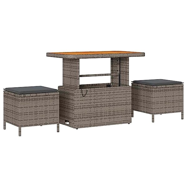 vidaXL Garten Essgruppe 3-Tlg Grau Poly Rattan 42007920 günstig online kaufen