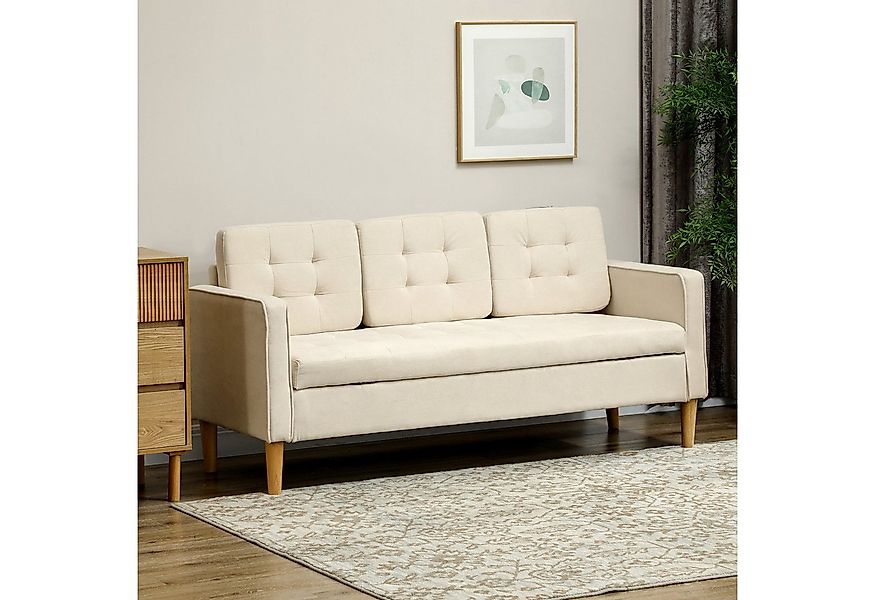 HOMCOM Sofa 3 Sitzer Sofa, Couch mit Stauraum, Holzbeine, Polstersofa 1 Tei günstig online kaufen